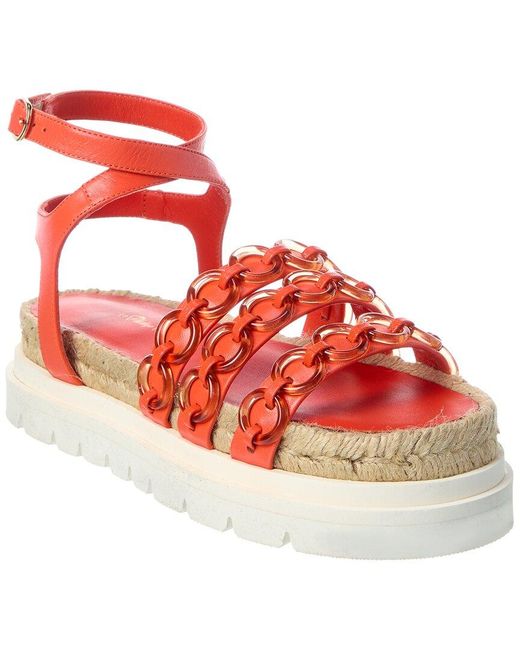 3.1 Phillip Lim Red Cruz Ring Leather Platform Sandal