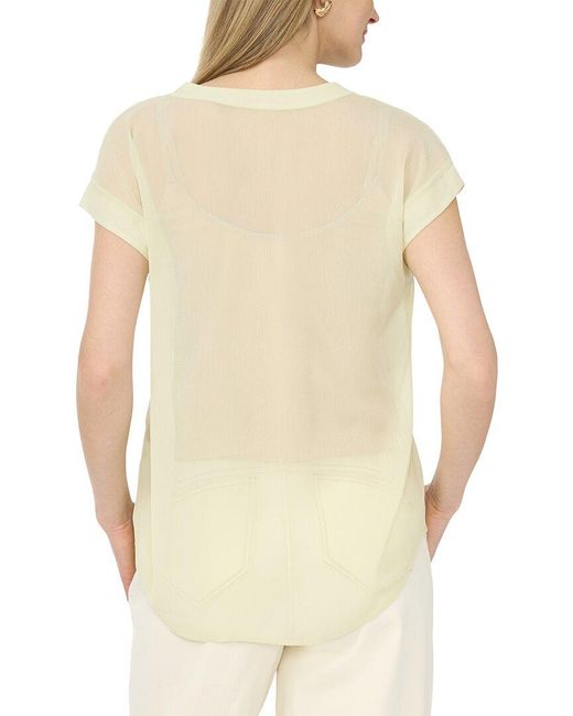 Vince Camuto Natural V Neck Front Placket Blouse