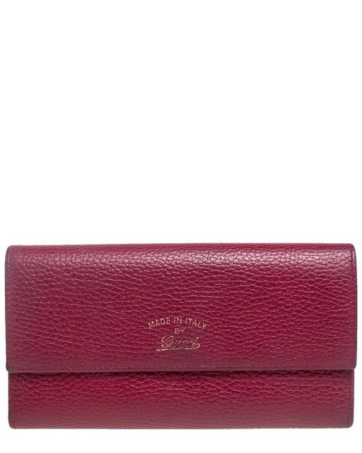 Gucci Purple Burgundy Leather Swing Continental Wallet (Authentic Pre-Owned)
