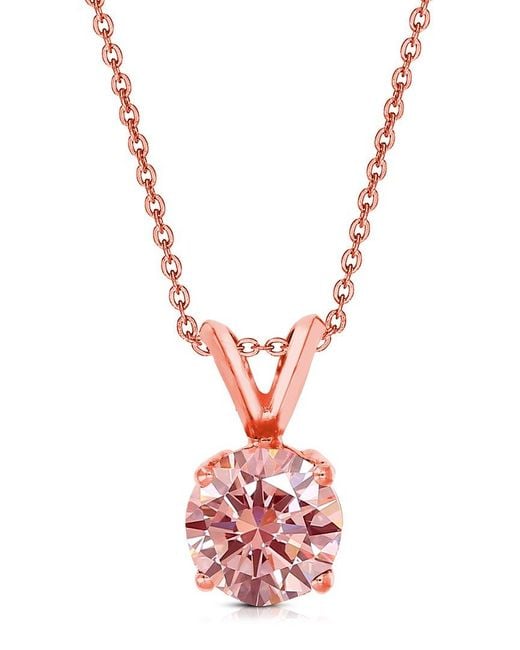 Amairah White 14K Rose 1.00 Ct. Tw. Lab-Grown Diamond Solitaire Pendant Necklace