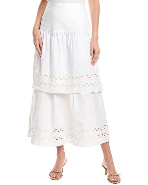 Sail To Sable White Ric-Rac Midi Skirt