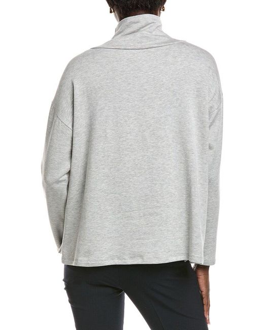 Eileen Fisher Gray Funnel Neck Box Top