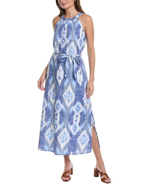 Tommy Bahama Blue Island Ikat Linen Maxi Dress