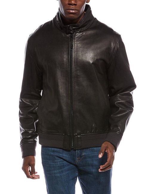 Vince Black Harrington Leather Bomber Jacket for men