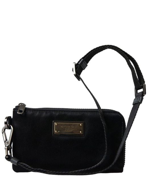 Dolce & Gabbana Black Nylon & Leather Pouch