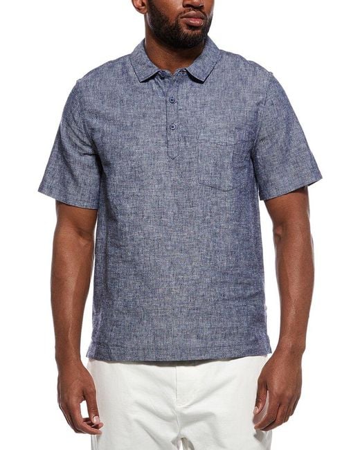 Onia Blue Josh Linen-Blend Shirt for men