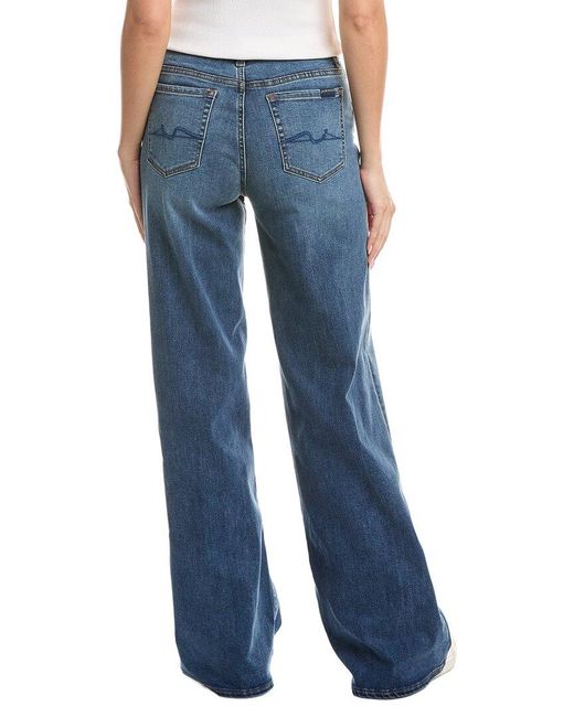 7 For All Mankind Blue Lotta Atlanta Wide Leg Jean