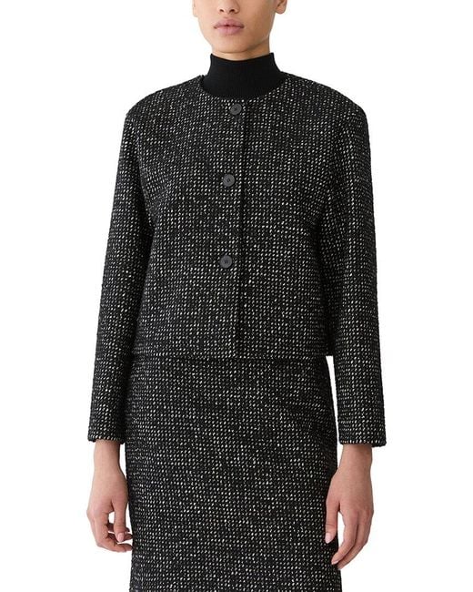 Lafayette 148 New York Black Collarless Drop Shoulder Jacket