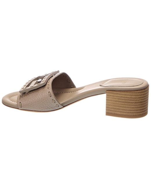 Fendi Natural Baguette Leather Sandal