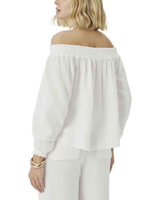 Splendid Gray Gauze Off Shoulder Top