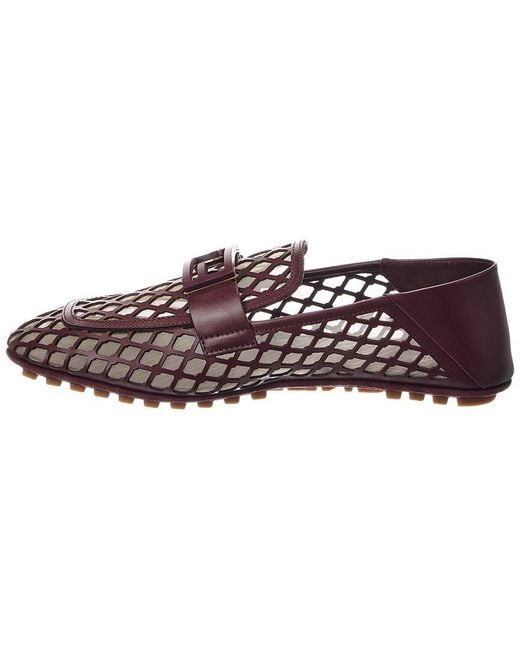 Fendi Brown Baguette Mesh & Leather Loafer