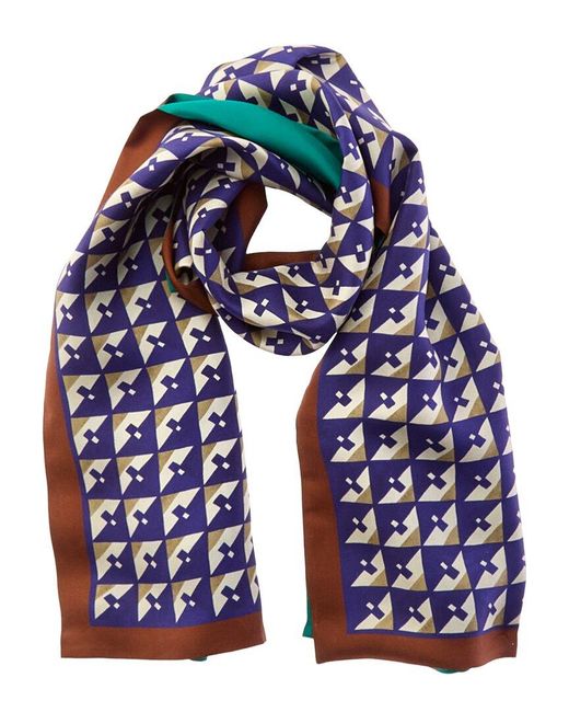 Miu Miu Blue Logo Silk Scarf