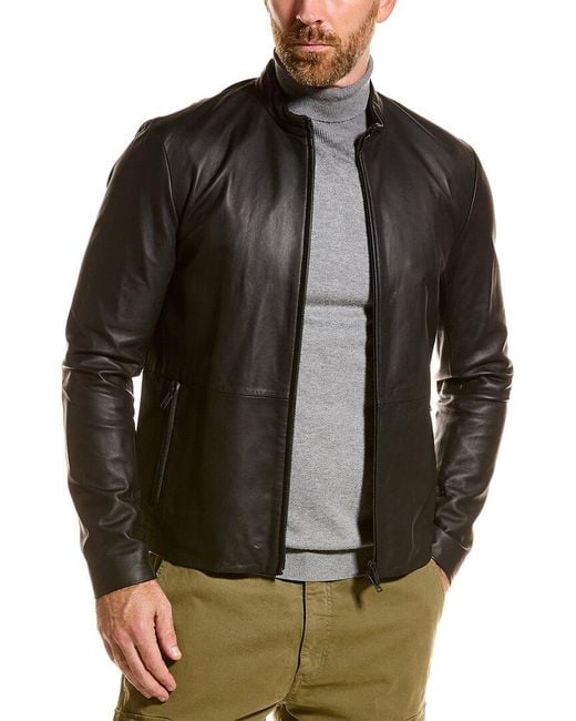 Theory Arvid Rhodes Leather Jacket in Black for Men | Lyst