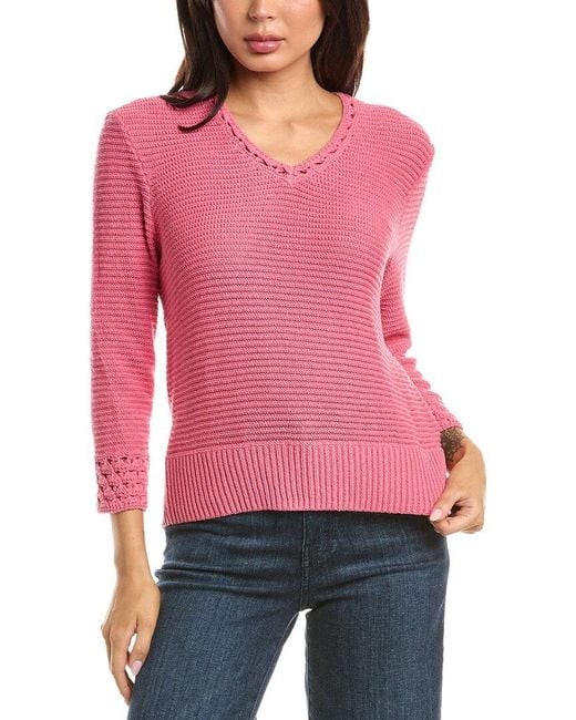 NIC+ZOE Red Edged Pop Stitch Sweater