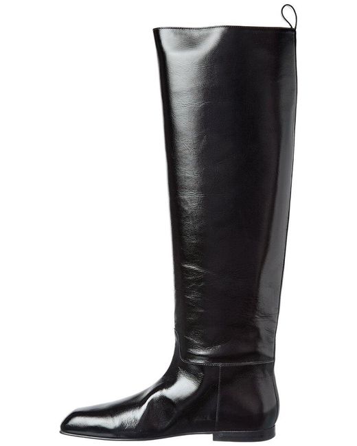 Khaite Black Colt Leather Over-The-Knee Boot