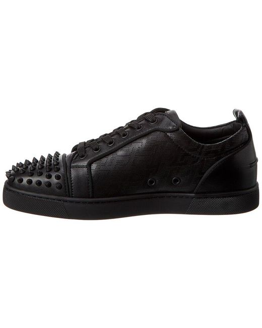 Christian Louboutin Black Louis Junior Spikes Leather Sneaker for men
