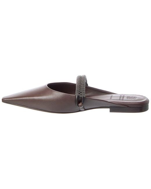 Brunello Cucinelli Brown Leather Mule