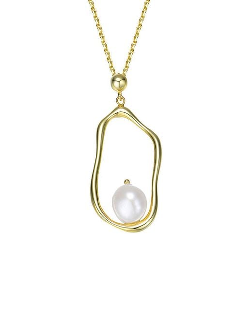 Rachel Glauber Metallic 18k Over Silver 10mm Freshwater Pearl Necklace