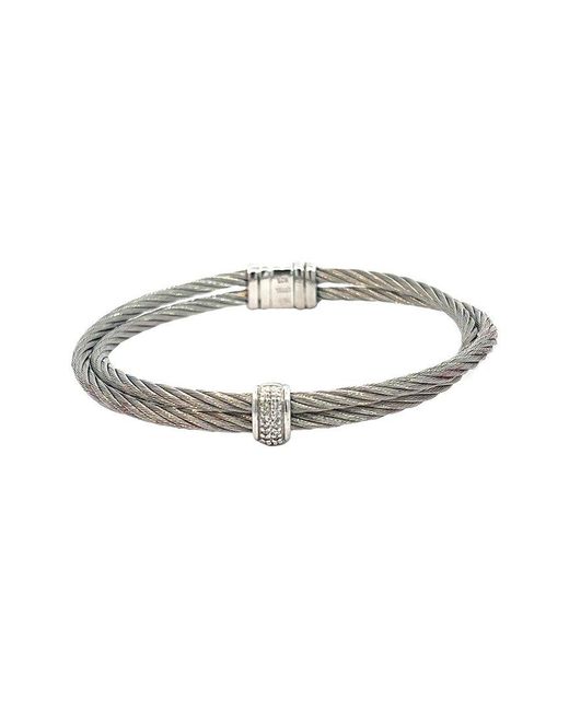 Diamond Select Cuts White Stainless Steel 0.05 Ct. Tw. Diamond Bangle Bracelet