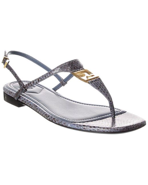 Fendi White Ffold Snakeskin Sandal
