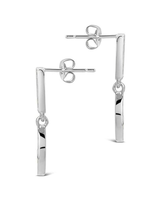 Sterling Forever White Rhodium Plated Pearl Cz Valeria Drop Studs