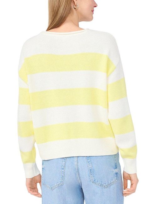 Vince Camuto Yellow Wide Striped Rollneck Top