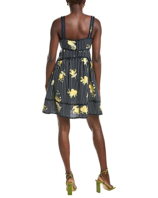 Ellen Tracy Blue Linen-Blend Side Cutout Dress