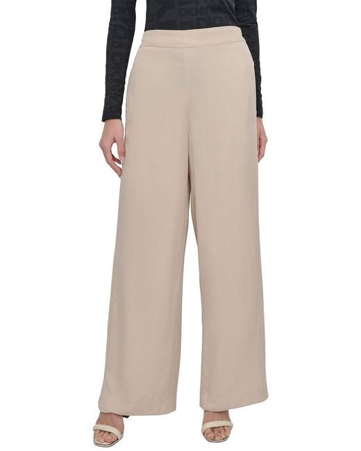 DKNY Natural Pull-On Wide Leg Pant