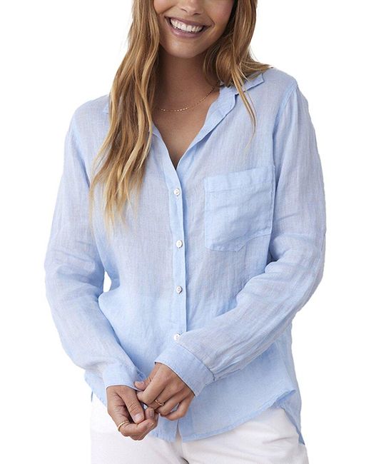 Bella Dahl Blue Pocket Button Down Linen Shirt