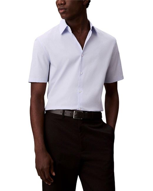 Calvin Klein White Solid Stretch Slim Shirt for men