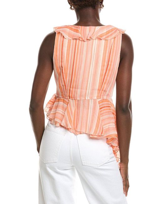 Laundry by Shelli Segal White Asymmetrical Ruffle Blouse