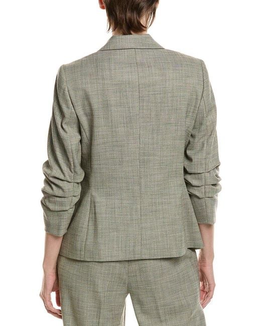 Anne Klein Gray Scrunch Sleeve One Button Jacket