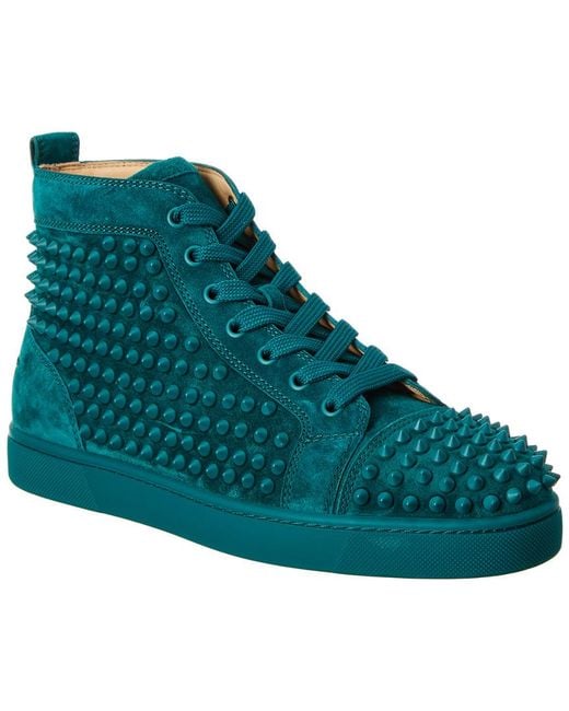 Christian Louboutin Green Louis Spikes Suede Sneaker for men