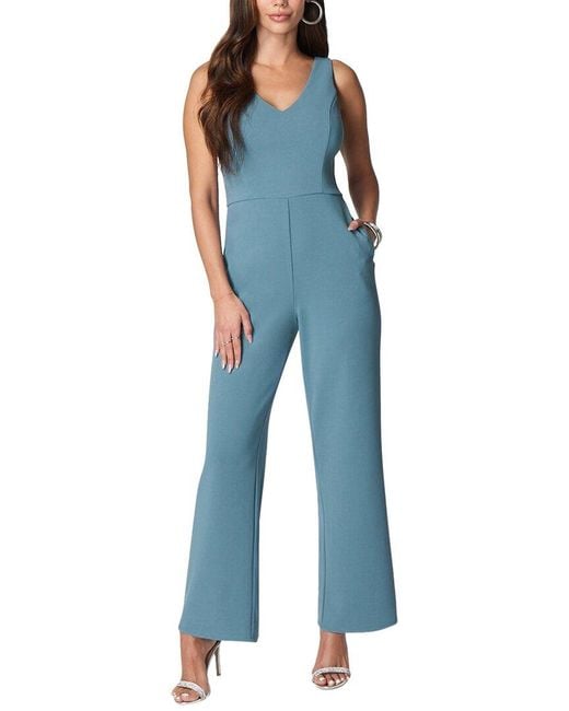 Bebe Blue V-Neck Core Jumpsuit