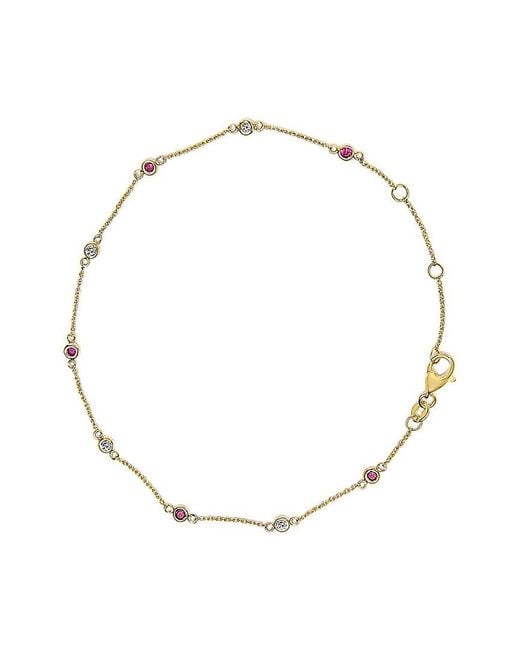 Haus of Brilliance Metallic Colorful Gemstones 14K 0.31 Ct. Tw. Diamond & Ruby Station Bracelet