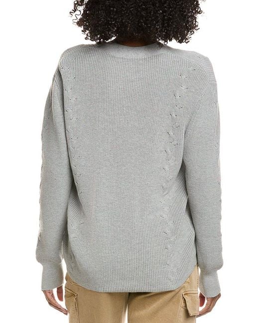 Hannah Rose Gray Shaker Button Cashmere-Blend Cardigan