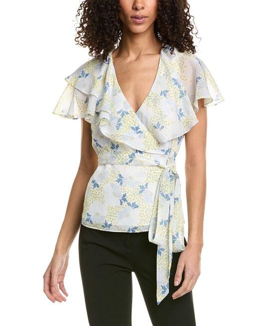 Ted Baker White Ruffle Wrap Blouse