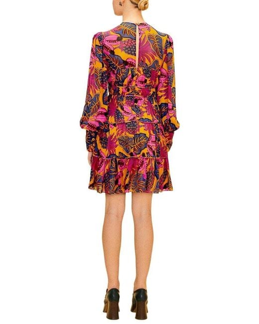 Farm Rio Red Fruit Dream Long Sleeve Mini Dress