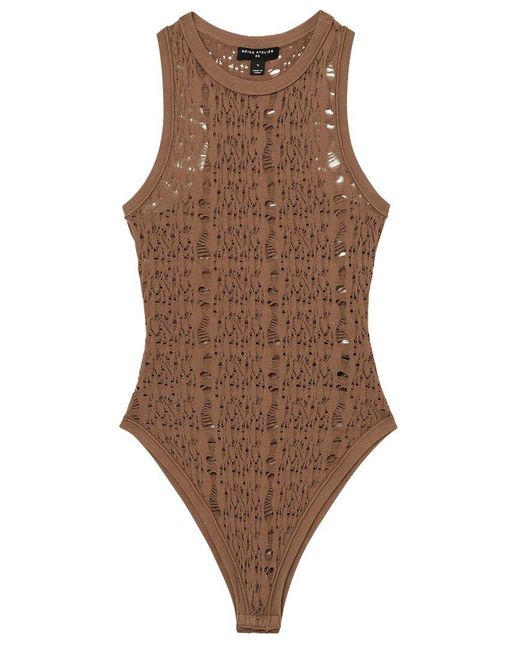 Reiss Brown Francesca High Neck Bodysuit