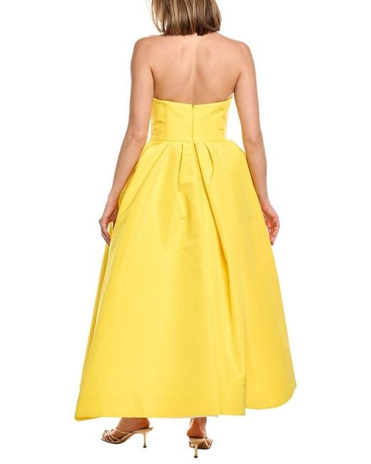 Carolina Herrera Yellow Solid Silk Midi Dress
