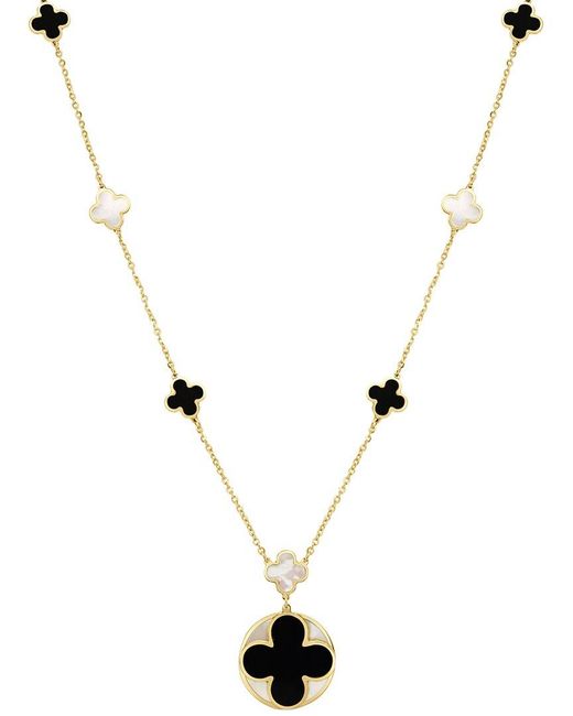 Italian Gold Metallic 14K Gemstone Clover Pendant