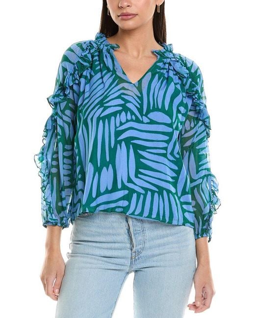 Shoshanna Blue Cera Top