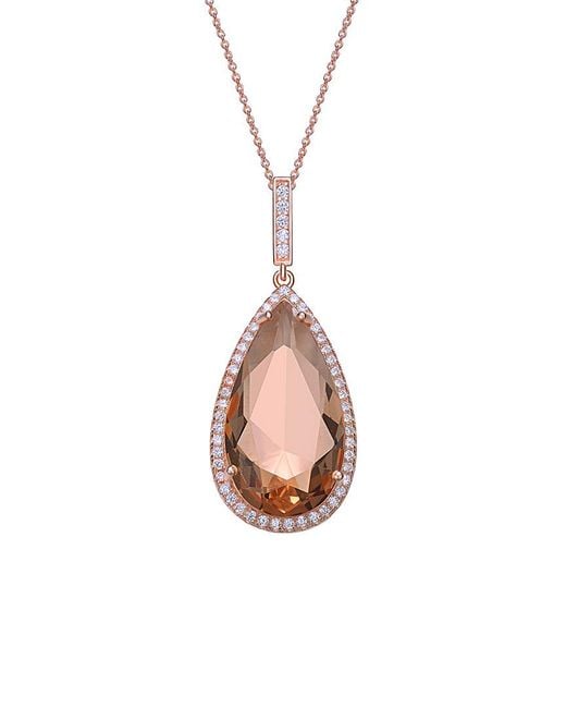 Genevive Jewelry Pink 18k Rose Gold Vermeil Cz Necklace