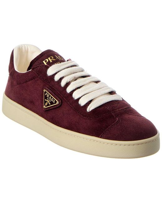 Prada Red Logo Suede Sneaker