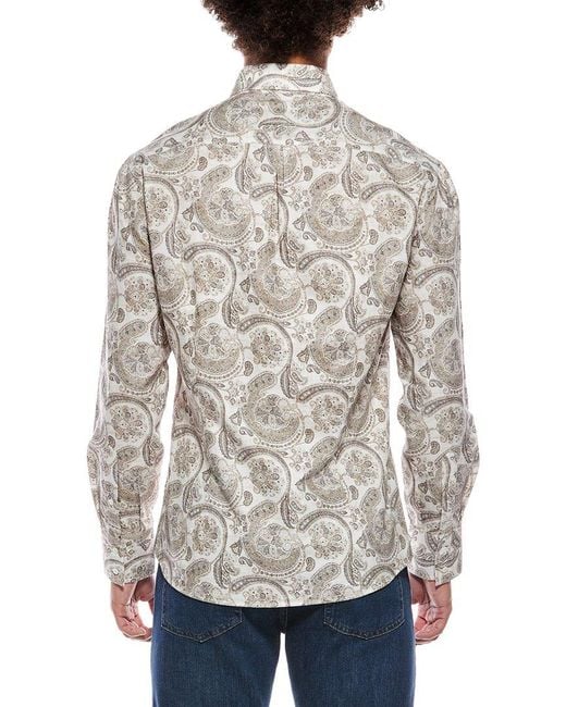 Brunello Cucinelli Gray Printed Shirt for men