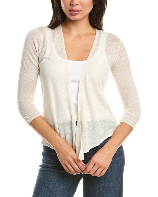 NIC+ZOE White 4-Way Linen-Blend Cardigan