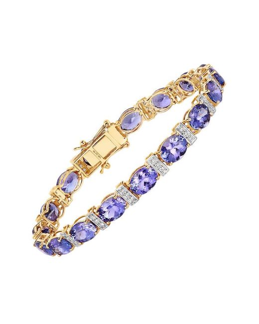 Diana M White Fine Jewelry 14k 20.26 Ct. Tw. Diamond & Tanzanite Tennis Bracelet
