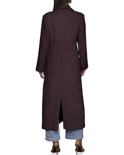 Avec Les Filles Purple Wide Shoulder Wool-Blend Tailored Coat