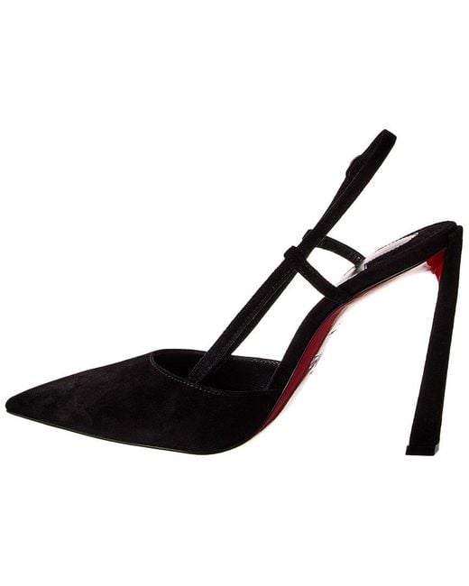Christian Louboutin Black Condoroline 100 Suede Slingback Pump