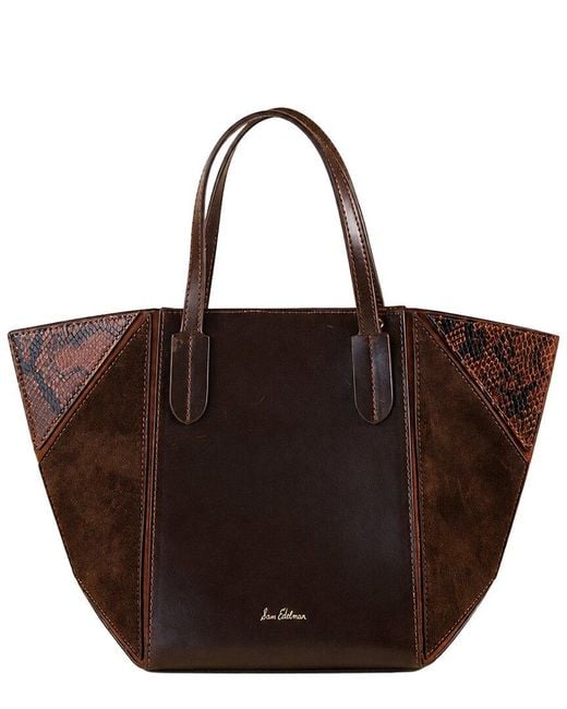 Sam Edelman Brown West Small Leather Convertible Crossbody Tote